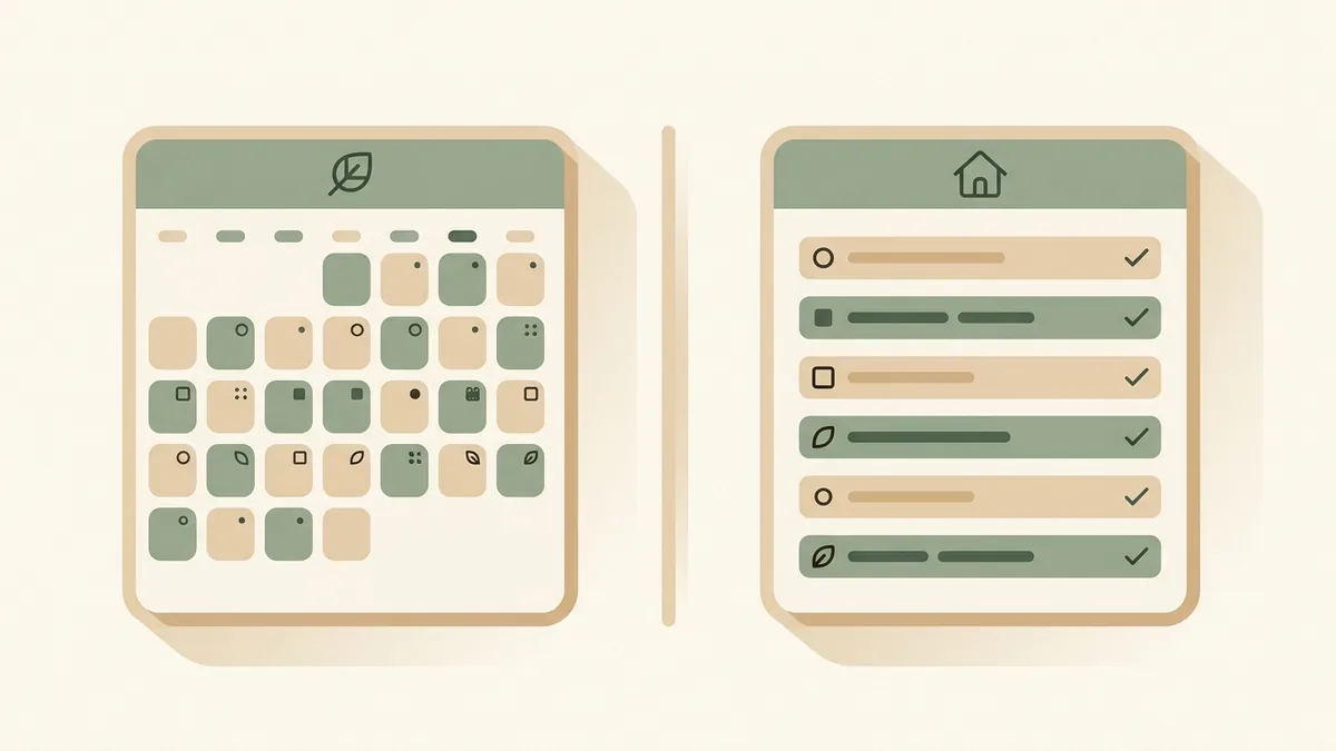 Illustration comparing a family calendar with a family task list